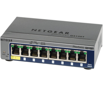 Switch Netgear 8p GS108T-300PES (8x10/100/1000Mbit, 1xPoE-PD)
